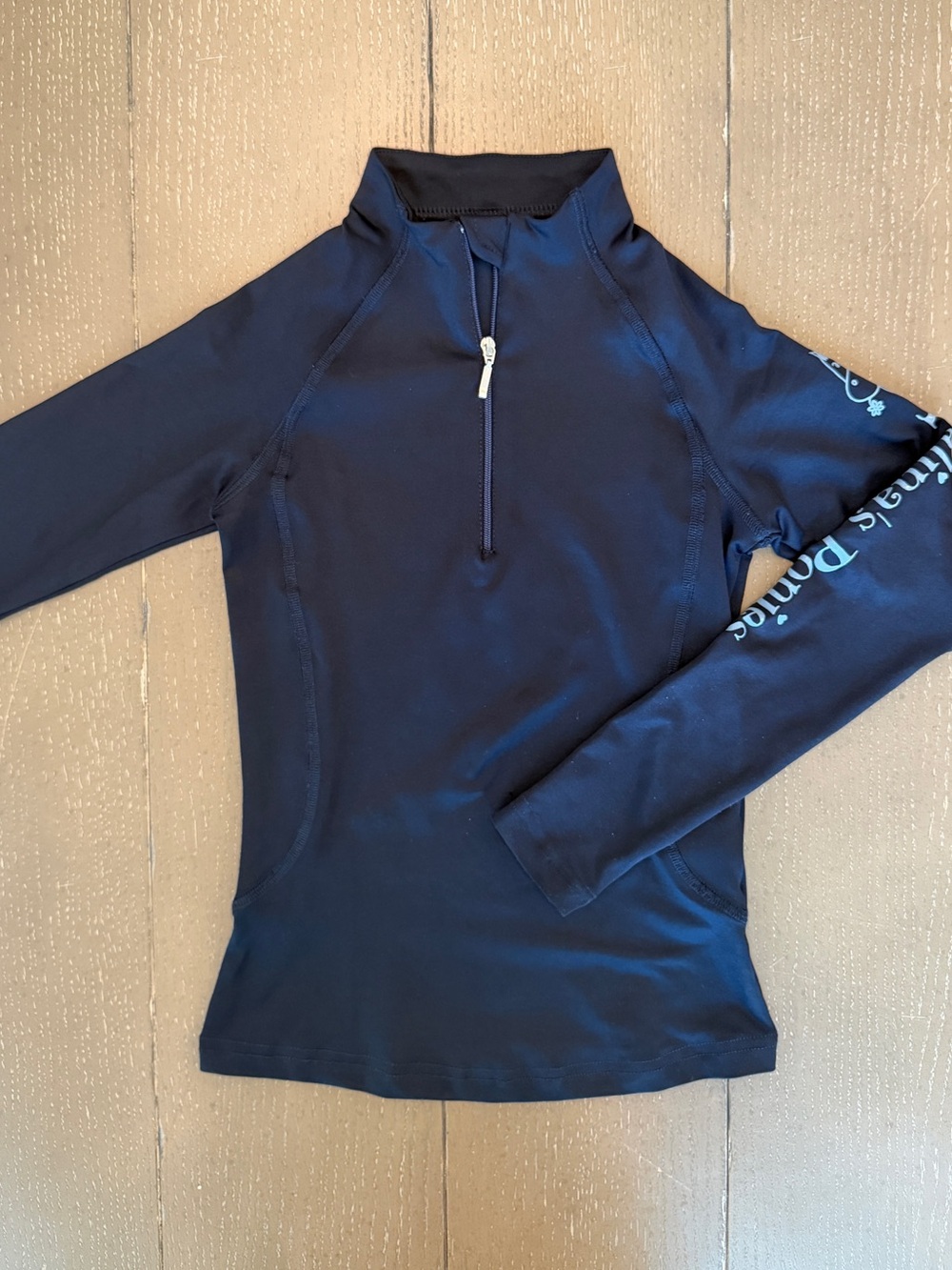 Palina’s Ponies Girls Black Equestrian Quarter-Zip Long-Sleeve • Size XXS (7/8)